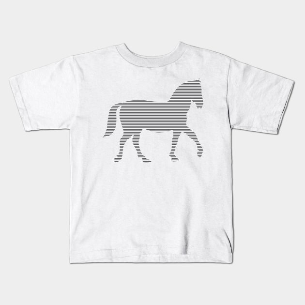 Horse - strips - gray and white. Kids T-Shirt by kerens